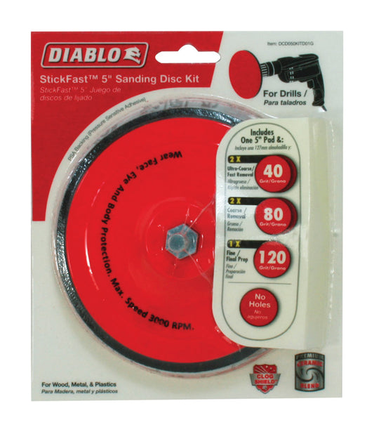 Diablo StickFast 5 in. Ceramic Blend Adhesive Sanding Disc Kit Assorted 6 pk