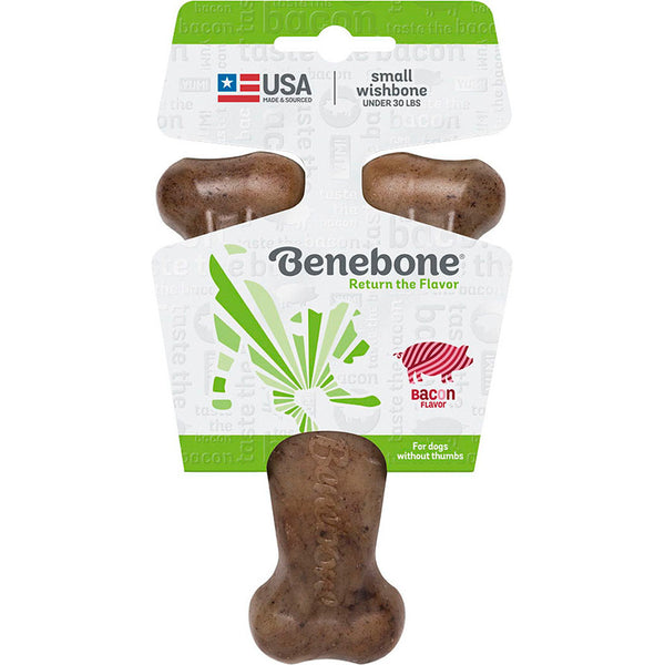 Benebone Wishbone Durable Dog Chew Toy Bacon Flavor Small Size for Dogs Under 30 lbs Nylon Material