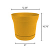 Bloem 12 in. Dia. Polyresin Saturn Planter Yellow