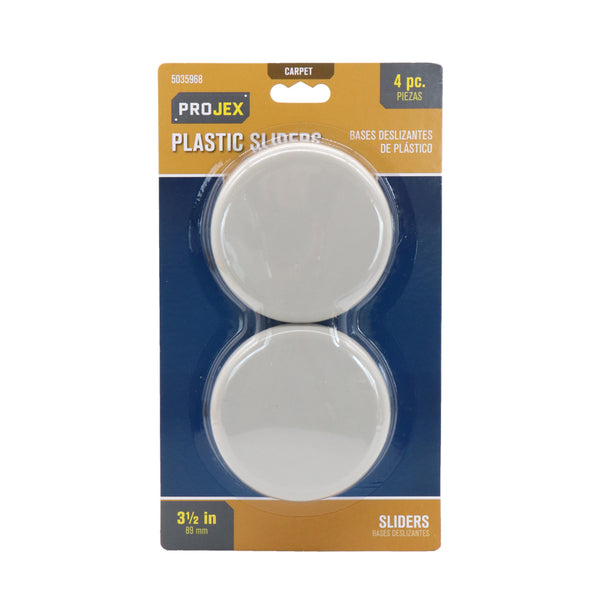 Projex White 3-1/2 in. Adhesive Plastic Chair Glide 4 pk