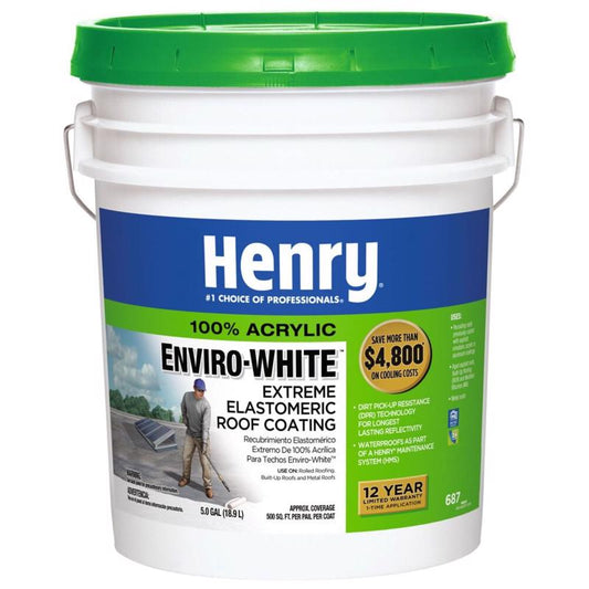 Henry Smooth White Elastomeric Roof Coating 4-3/4 gal