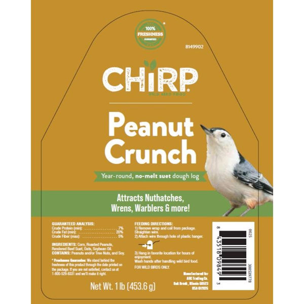 Chirp Peanut Ready to Use Peanut Log Peanut Suet 16 oz (Pack of 8)