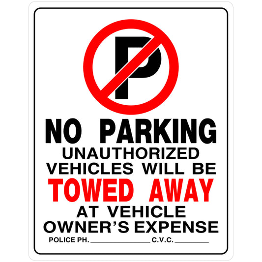 Hillman English White No Parking Sign 19 in. H X 15 in. W (Pack of 6)