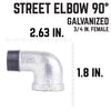 BK Products 3/4 in. FPT x 3/4 in. Dia. MPT Galvanized Malleable Iron Street Elbow (Pack of 5)