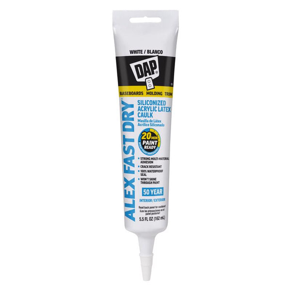 Masilla de látex acrílico blanca DAP Alex de secado rápido 5.5 fl. oz. (paquete de 6)