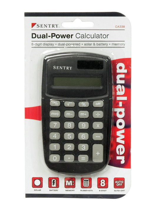 Sentry Sure Grip Rubber Keys Auto-Off 8-Digit Display Dual Powered Calculator with Memory Function