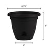 Bloem Lucca Black Resin UV-Resistant Round Self-Watering Planter 7 H x 9 Dia. in.
