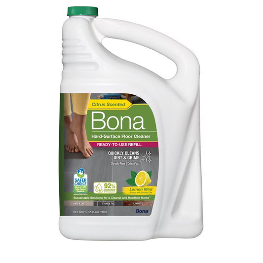 Bona Lemon Mint Scent Hard Surface Floor Cleaner Liquid 128 oz (Pack of 4)