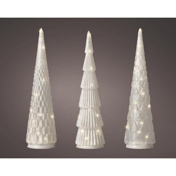 Decoración de mesa con forma de árbol LED blanco Lumineo de 13,8 pulgadas (paquete de 6)