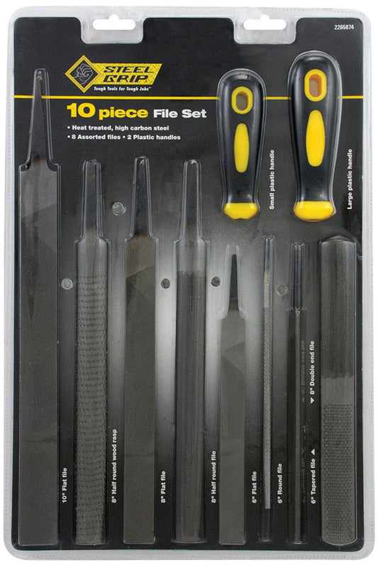 Steel Grip Multiple in. L X 1 in. W High Carbon Steel Assorted File Set 10 pc