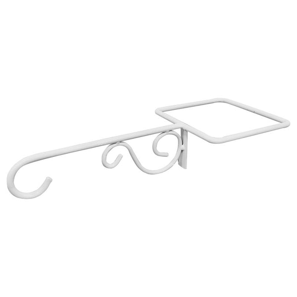 Colgador de plantas para cerca con voluta de acero blanco de 2,7 pulgadas de alto de Living Accents, paquete de 2
