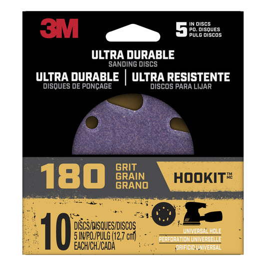 3M Hookit 5 in. Ceramic Hook and Loop Ultra Durable Sanding Disc 180 Grit Extra Fine 10 pk