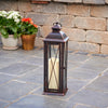 Smart Living 16 in. Glass/Metal Siena LED Candle Lantern Bronze (Pack of 2)