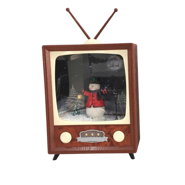 Glory Haus Mini Retro TV with Snowman Table Decor