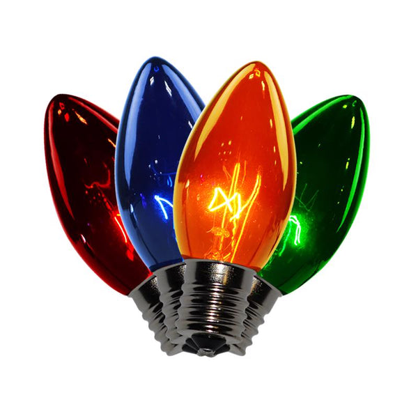 Celebraciones - Bombillas de repuesto para luces navideñas incandescentes C9 multicolor, 4 unidades, 0,08 pies