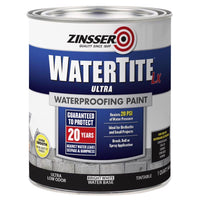 Zinsser WaterTite Bright White Smooth Water-Based Acrylic Copolymer Waterproofing Paint 1 qt.