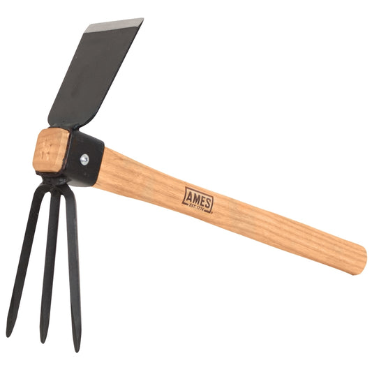 Ames 3 Tine Steel Cultivator-Hoe 13.5 in. Wood Handle