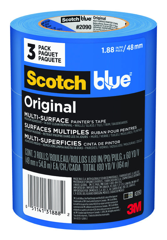 ScotchBlue 1.88 in. W X 60 yd L Blue Medium Strength Original Painter's Tape 3 pk