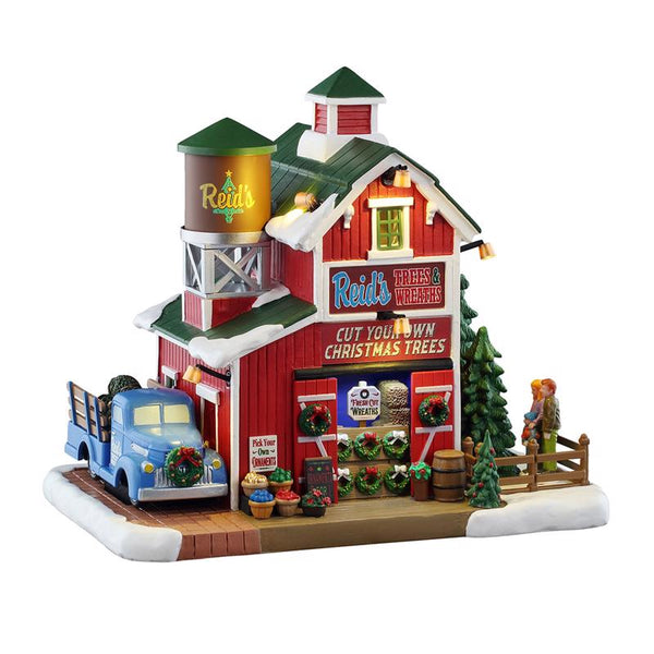 Lemax LED Reid's Trees and Wreaths Christmas Village (Pack of 4)