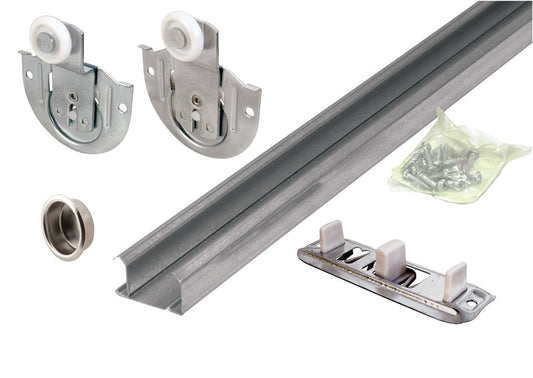 Prime-Line Galvanized Silver Plastic/Steel By-Pass Door Hardware Set 1 pk