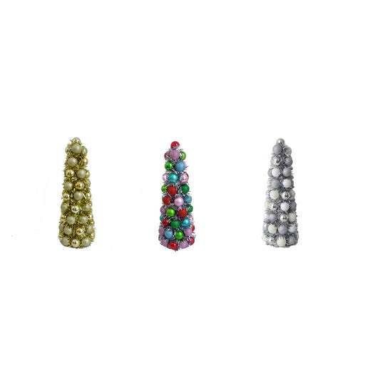 F C Young Assorted Glitter Ball Cone Tree Indoor Christmas Decor (Pack of 4)