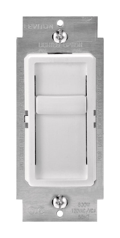 Leviton Decora SureSlide White 600 W Slide Dimmer Switch 1 pk