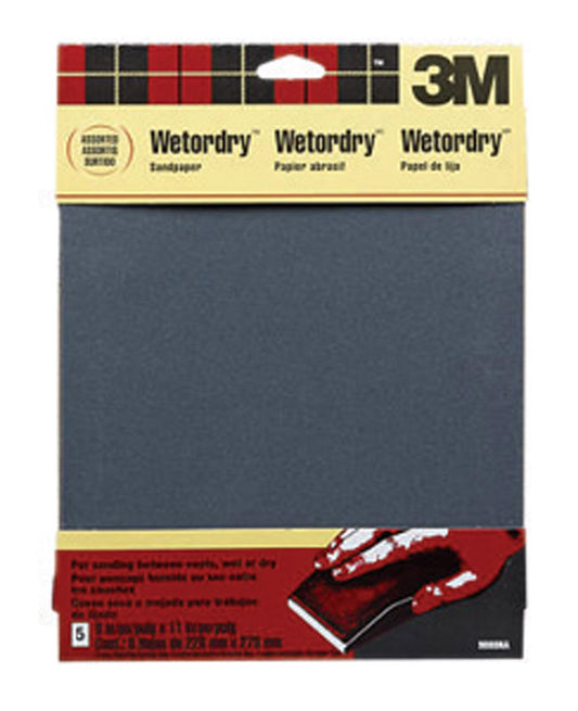 3M 11 in. L x 9 in. W Assorted Grit Silicon Carbide Sandpaper 5 pk (Pack of 10)