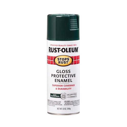Rust-Oleum Stops Rust Gloss Dark Hunter Green Spray Paint 12 Oz. (Pack Of 6)