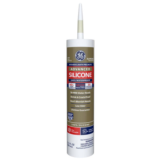 General Electric Almond Silicone Low Odor Kitchen and Bath Sealant 10.1 oz. (Pack of 12)