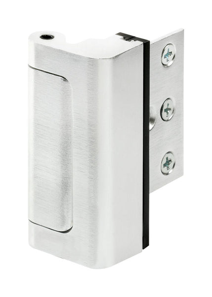 Bloqueador de puerta de entrada de aluminio cromado plateado cepillado de 3 in de largo Prime-Line, paquete de 1