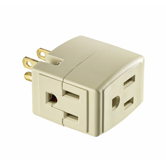 Leviton Grounded 3 outlets Cube Adapter 1 pk
