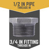 BK Products 3/4 in. MPT x 1/2 in. Dia. FPT Black Malleable Iron Hex Bushing (Pack of 5)