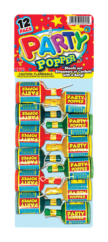 Party Popper Confetti Shooter Poly Assorted 12 pc. (Pack of 24)