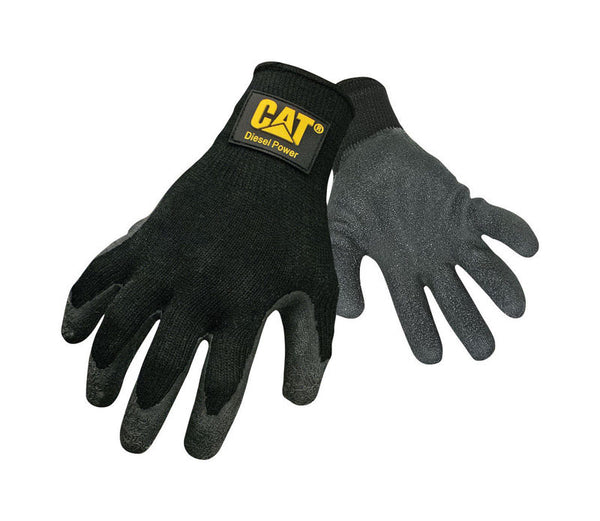 Caterpillar Black Latex Blend/Neoprene Dipped Men's Indoor/Outdoor Work Gloves Large (Pack of 12)
