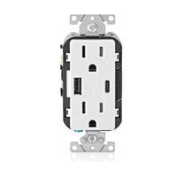Leviton Decora 15 amps 125 V Type A/C Duplex White Outlet and USB Charger 2 pk