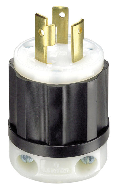 Leviton Industrial Thermoplastic Curved Blade/Ground Locking Plug L6-30P 16-8 AWG 2 Pole 3 Wire