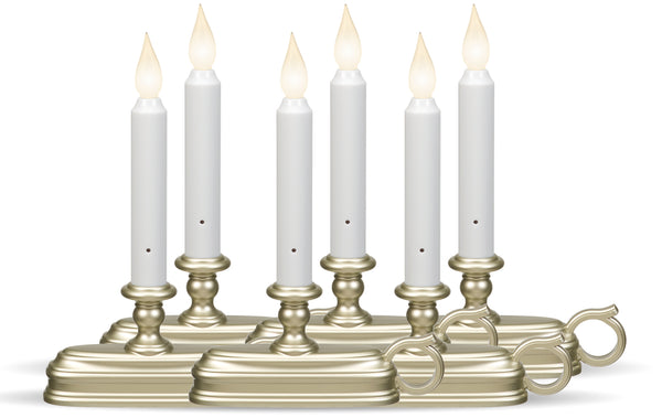 Vela de lujo a pilas LED de color blanco cálido, peltre (paquete de 6)