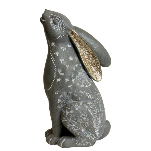 Exhart Resin Gray 11.5 in. Carved Rabbit Garden Statue (Pack of 3)