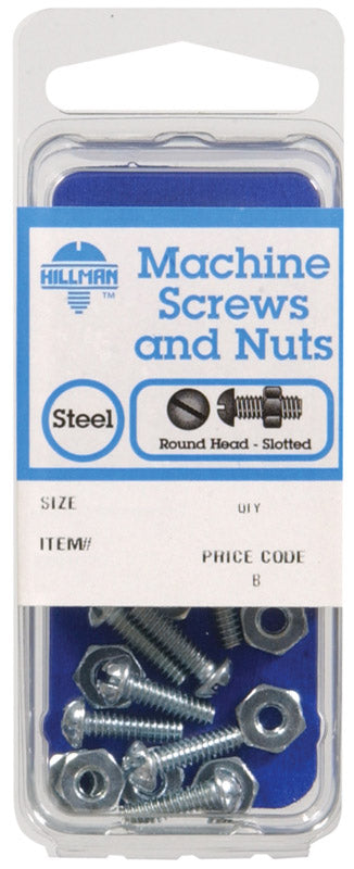 Hillman No. 1/4-20 x 1-1/2 in. L Slotted Round Head Zinc-Plated Steel Machine Screws 5 pk (Pack of 10)