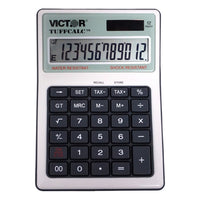 Victor Tuffcalc Silver 12 digit Solar Powered Deluxe Desktop Calculator