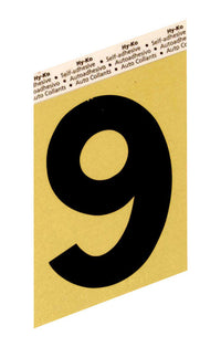 Hy-Ko 3-1/2 in. Black Aluminum Number 9 Self-Adhesive 1 pc. (Pack of 10)