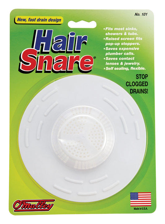 O'Malley Hair Snare White Plastic Self Sealing Hair Snare Drain Cover 5 Dia. in. (Pack of 6)