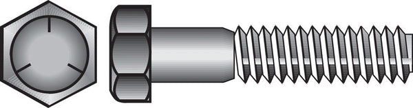 Tornillos de cabeza hexagonal de acero galvanizado con tratamiento térmico de 1/4 pulg. de diámetro x 6 pulg. de largo de Hillman, paquete de 100