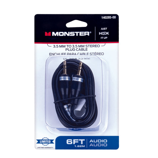 Monster Just Hook It Up 6 ft. L Stereo Audio Cable 3.5 mm