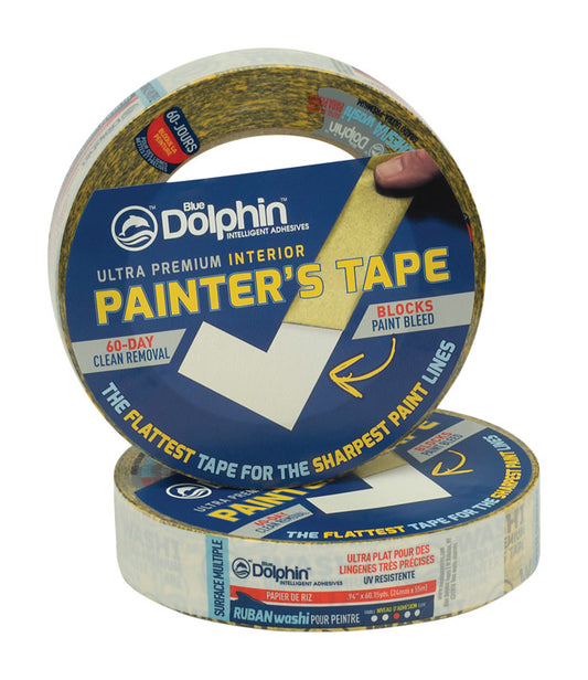 Blue Dolphin Washi Yellow Medium Strength Multi-Surface Interior Painter's Tape 60 L yd.x0.94 W in.