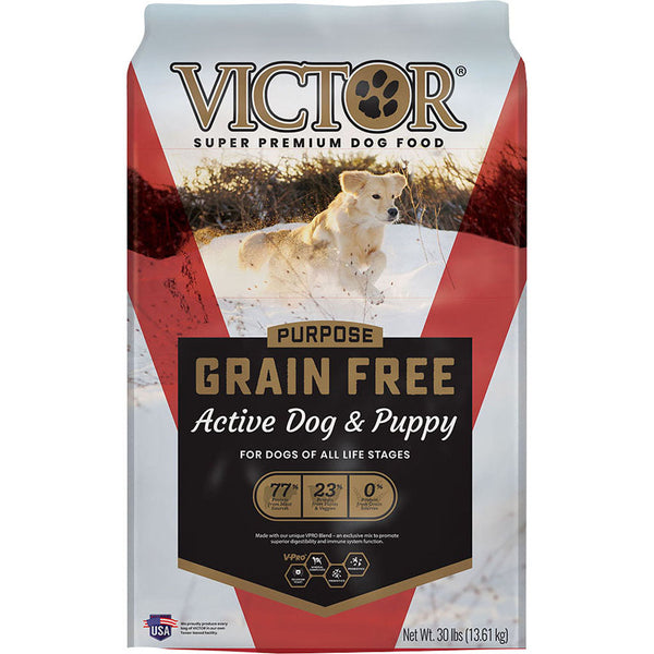 Alimento sin granos para perros y cachorros activos Purpose