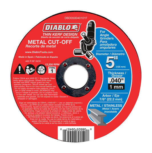 Diablo 5 in. D X 7/8 in. Aluminum Oxide Metal Cut-Off Disc 1 pk