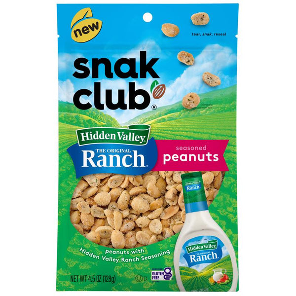 Cacahuetes Hidden Valley Ranch de Snak Club, en bolsa de 4,5 oz (paquete de 6)