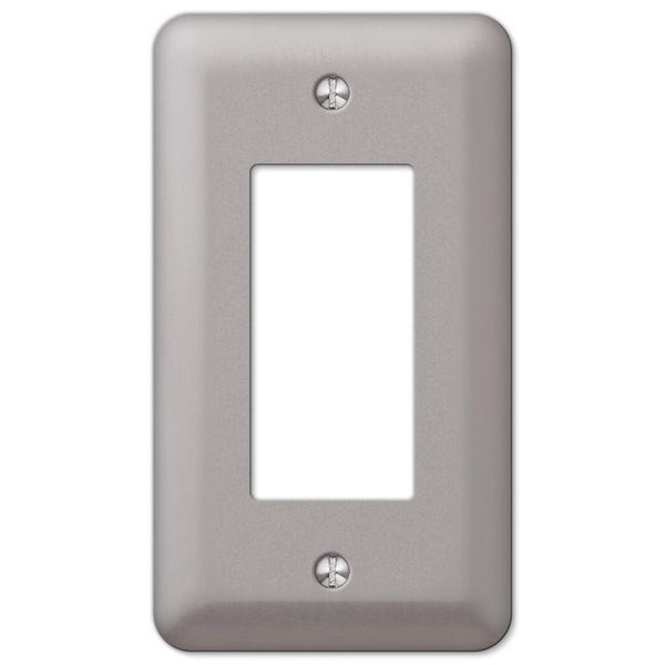 Amerelle Devon Brushed Nickel 1 gang Steel Single Outlet Wall Plate 1 pk (Pack of 6)