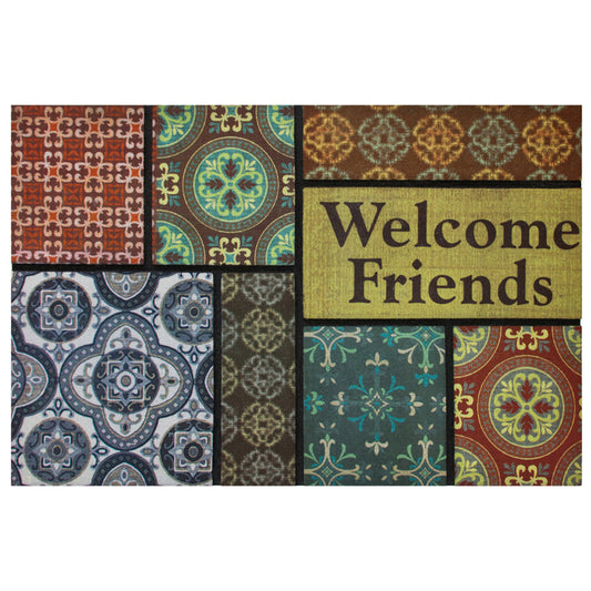 Multy Home 3 ft. L X 2 ft. W Multicolored Welcome Friends Aledfandra Polyester Door Mat